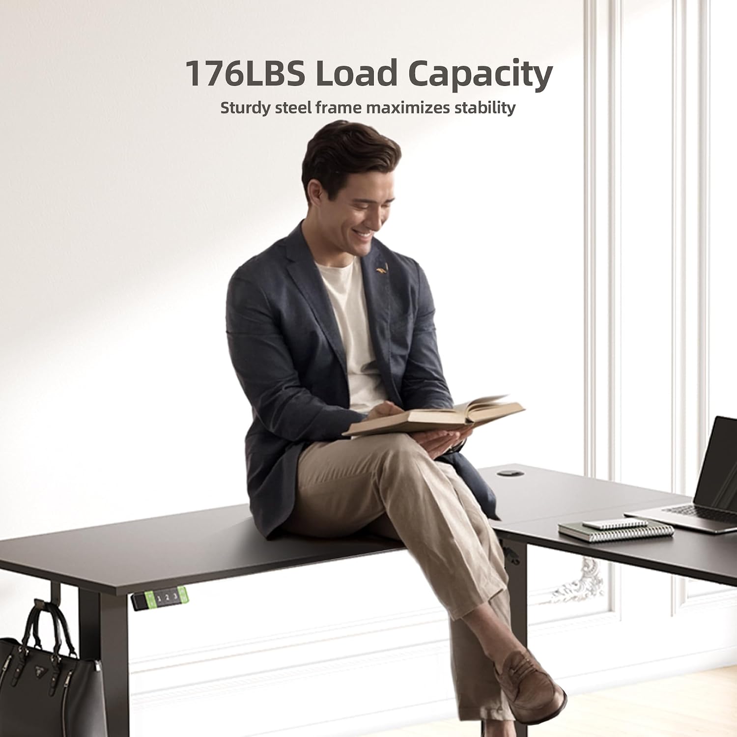 YDN L Shaped Standing Desk, Electric Standing Desks L Shape Adjustable Height Dual Motor, 59 Inch Corner Standing Desks with Splice Board for Home Office, Large Standing Desk, Black