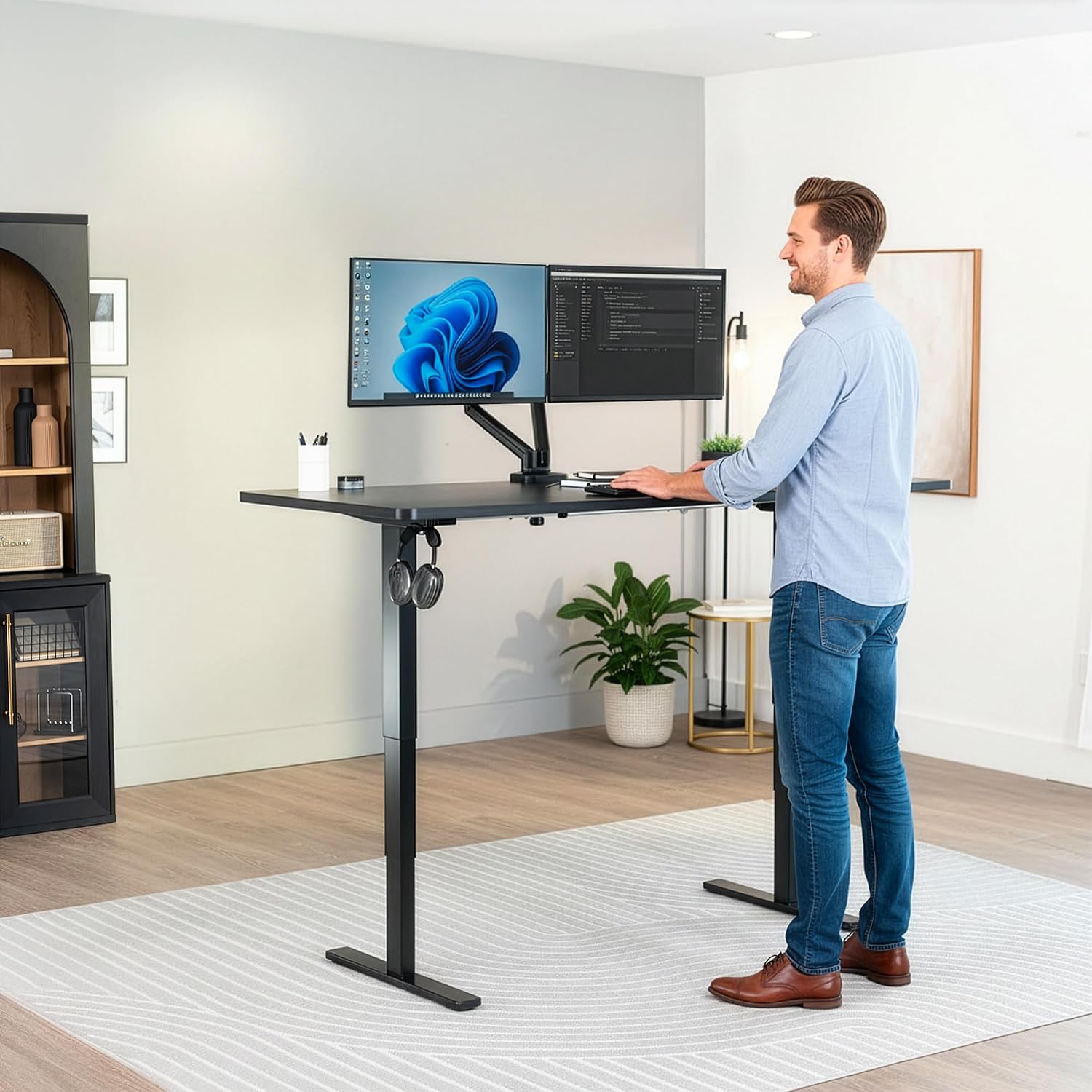 VIVO Electric 71 x 30 in Standing Desk, Touch Screen Adjustment, 220 lb Frame Support, 2E Series, Black Top Black Frame, DESK-KIT-2E71B