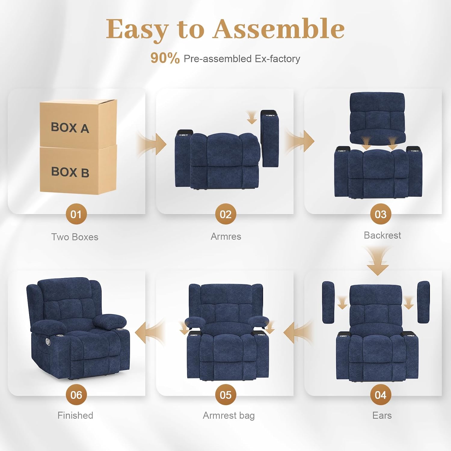 FURNIMAT Recliner Chair, Oversized Manual Reclining Chair for Adults, Single Reclining Sofa with Cup Holder & Pocket, Lounge Recliner for Living Room Home Theater Seating RV Chairs