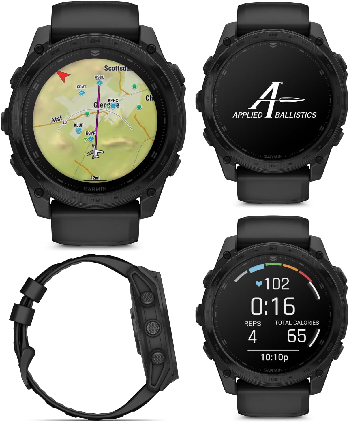 Garmin Tactix 8, 51mm AMOLED Display, Titanium Bezel, Sapphire Lens, Premium Tactical GPS Smartwatch, Includes Applied Ballistics Ultralight Solver, 40M Dive Rating w/Wearable4U Black Earbuds Bundle