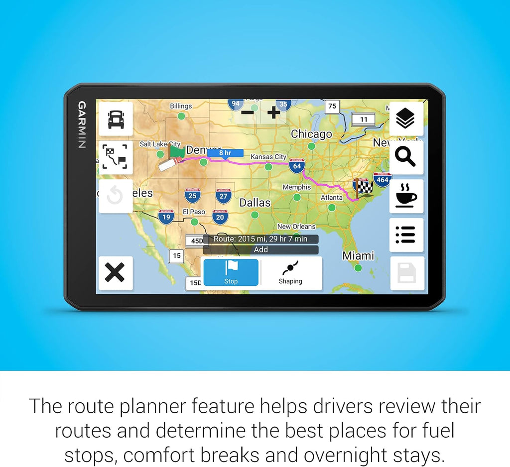 Garmin dezl OTR710, Large, Easy-to-Read 7 inch GPS Truck Navigator, Custom Routing, High-Resolution Birdseye Satellite Imagery, Directory of Trucking & Trailer Services (Renewed)