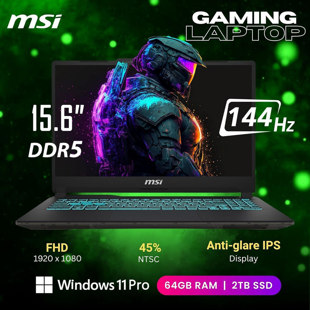 msi Cyborg 15 15.6' FHD AI Gaming Laptop Bundle – Intel Core Ultra 7 155H, RTX 4060, 144Hz IPS Display, 64GB DDR5, 512GB SSD, Windows 11 Pro, w/UAX HDMI Cable, CPS 12-Month Protection, Screen Cleaner