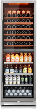 Ca'Lefort 24 Inch Wine & Beverage Refrigerator - 185 Can + 77 Bottle Dual Zone 34-65°F Cooler, 10 Adjustable Shelves & 3 LED Lights, Energy Star Certified Built-in/Freestanding for Home/Bar/Kitchen