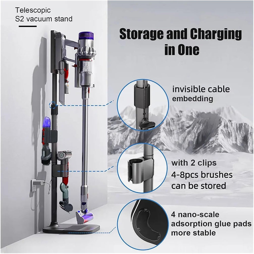 Vacuum Cleaner Stand Storage Bracket，Compatible For Dyson V10 V11 V15 V12slim Accessories Holder Adjustable Height No Punching Rack(S3-carbon steel base)