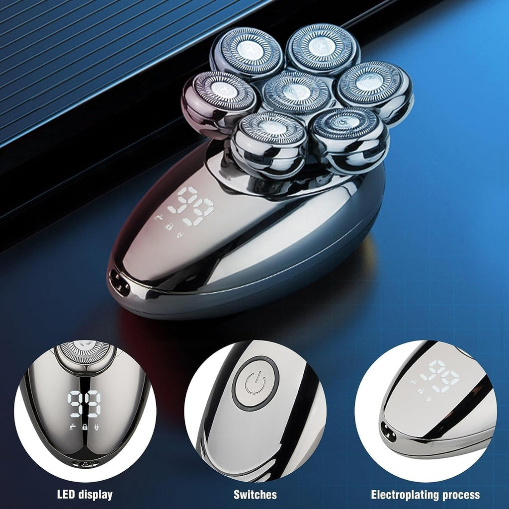 Electric Shavers for Bald Men, Men Electric Shaver Bald Head 5 in 1 Beard Trimmer Razor Nose Hair Clipper Waterproof Nose Trimmer Professional Shaver Machine
