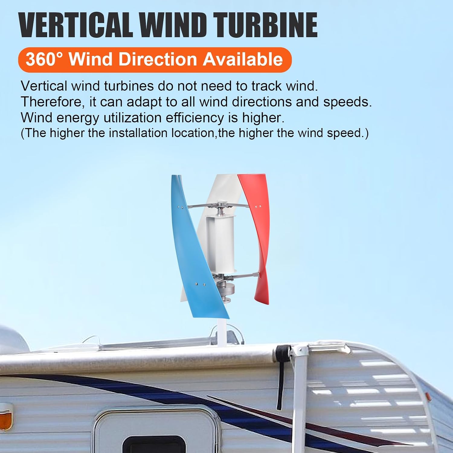 3000W Wind Turbine Generator Kit,12V Portable Vertical Helix Wind Power Turbine Generator Kit 3 Blade Winds With Controllers For Marine RV Home Industrial Energy