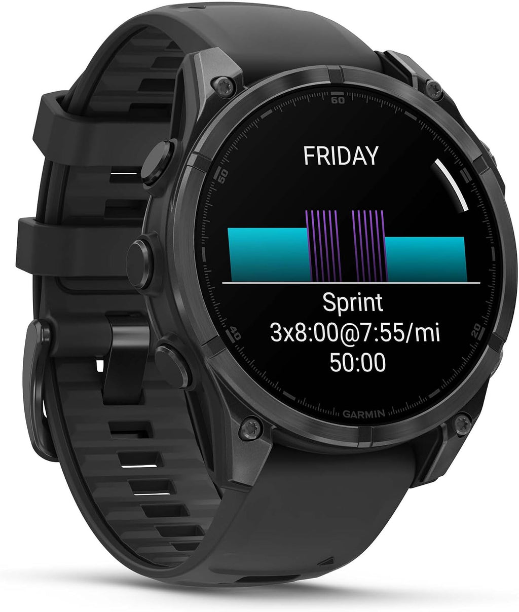 PlayBetter Garmin Fenix 8 AMOLED (47mm, Slate Gray/Black) Multisport GPS Smartwatch Bundle - 1.4' Touchscreen, Built-in LED Flashlight Wireless Running Earbuds