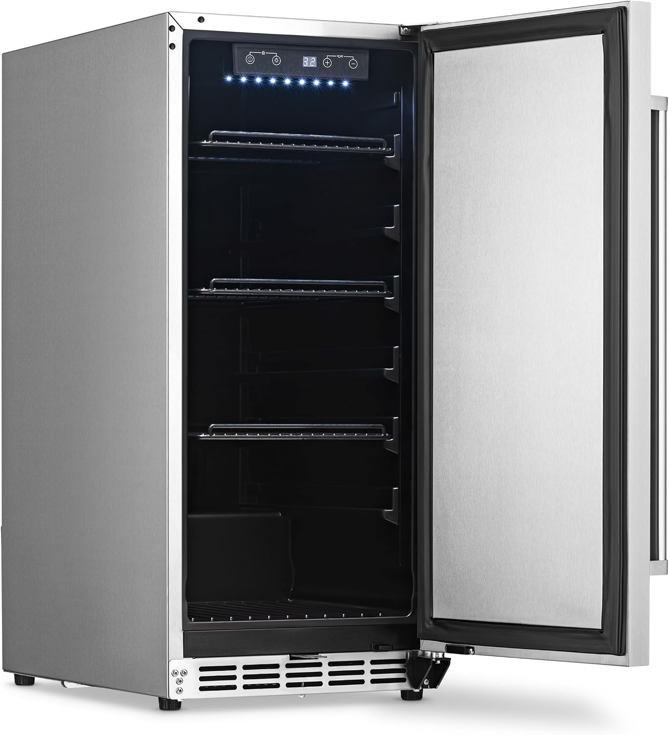 NewAir 15' Commercial Built-in or Under Counter Refrigerator | 3.2 Cu. Ft. Weatherproof Outdoor Fridge for Patio, Indoor & Commercial Use | Stainless Steel