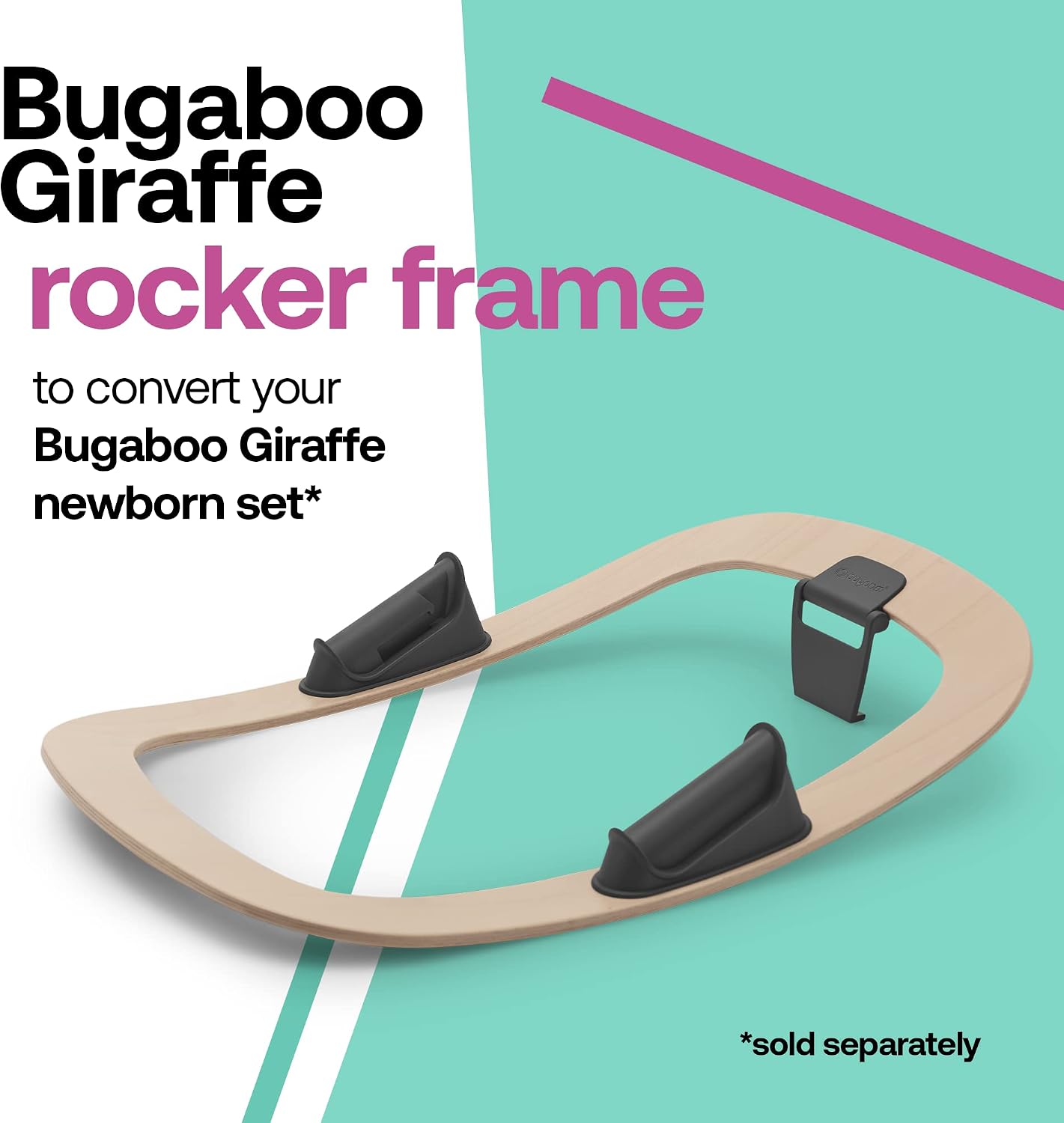 Bugaboo Giraffe Rocker Frame – FSC Certified Wooden Bouncer Base for Giraffe Newborn Set – Converts High Chair Newborn Seat into Portable Rocker – Natural Beechwood Baby Rocking Accessory