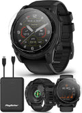 Garmin tactix 8 Solar (51mm) Premium Tactical GPS Smartwatch Bundle - Includes Applied Ballistics Ultralight Solver, Built-in LED Flashlight with PlayBetter Portable Charger & HD Screen Protectors