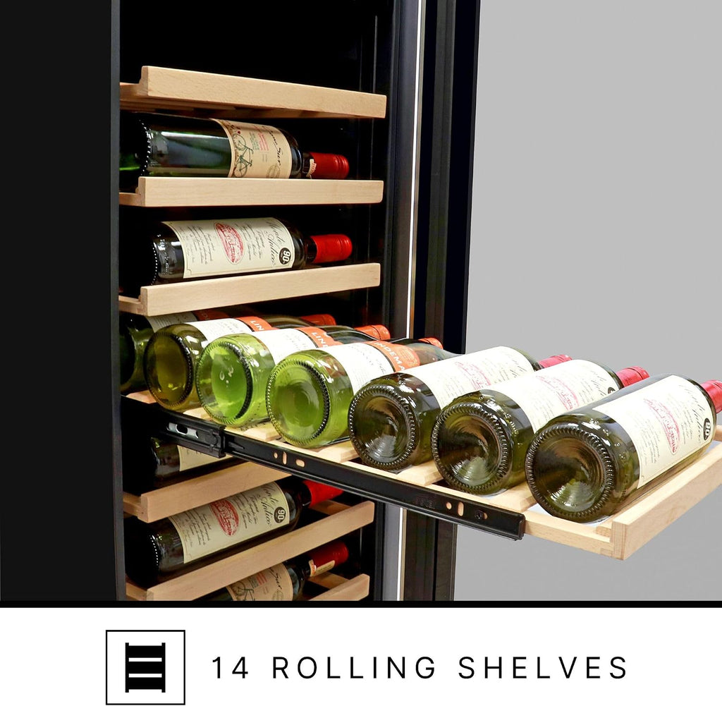 Koolatron Kenmore 111 Bottle Wine Fridge – Freestanding Wine Cooler with Glass Door, 18 In Beverage Can Refrigerator Dual temperature zone, Ideal for Red, White & Sparkling Wine
