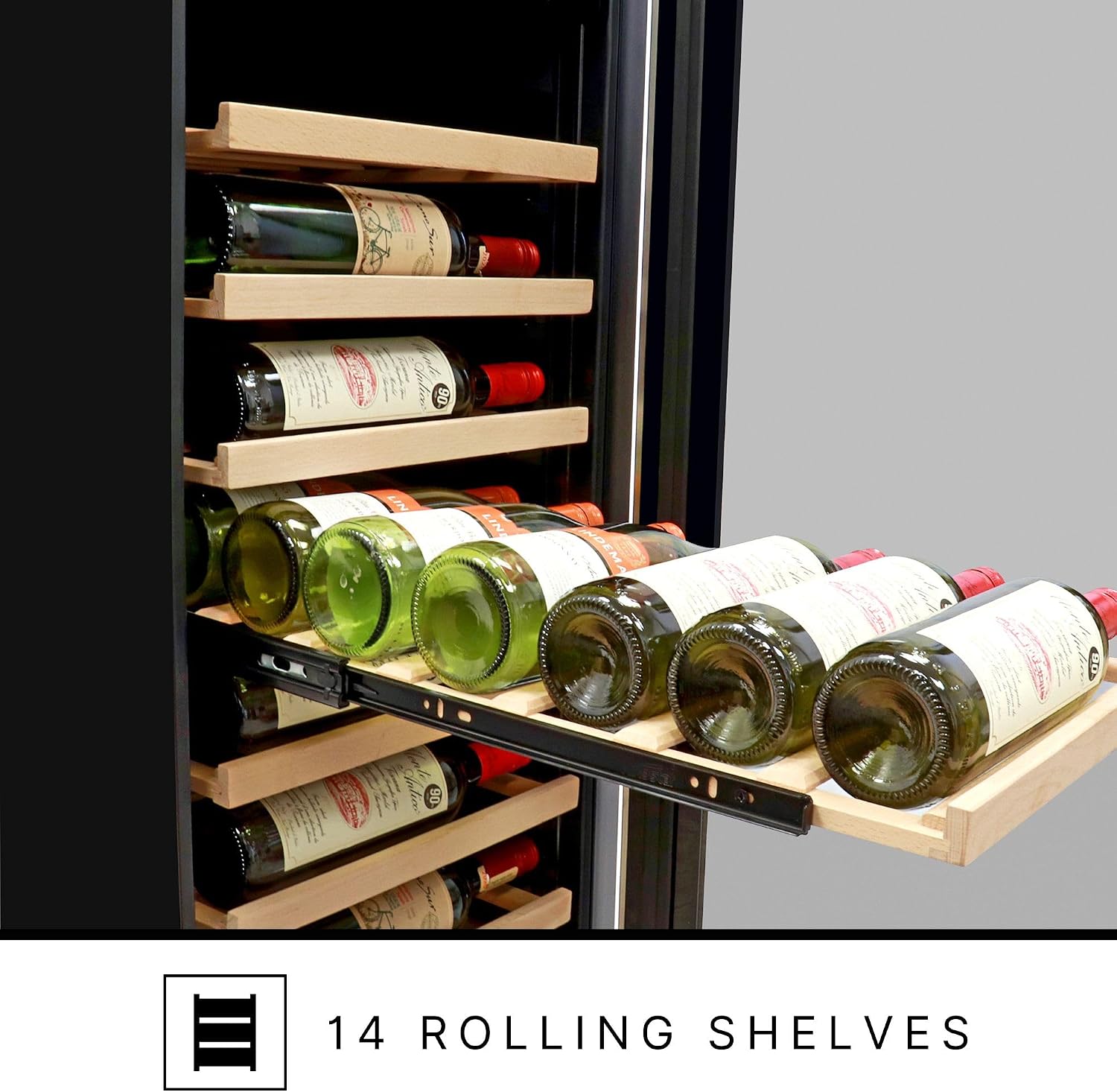 Koolatron Kenmore 111 Bottle Wine Fridge – Freestanding Wine Cooler with Glass Door, 18 In Beverage Can Refrigerator Dual temperature zone, Ideal for Red, White & Sparkling Wine
