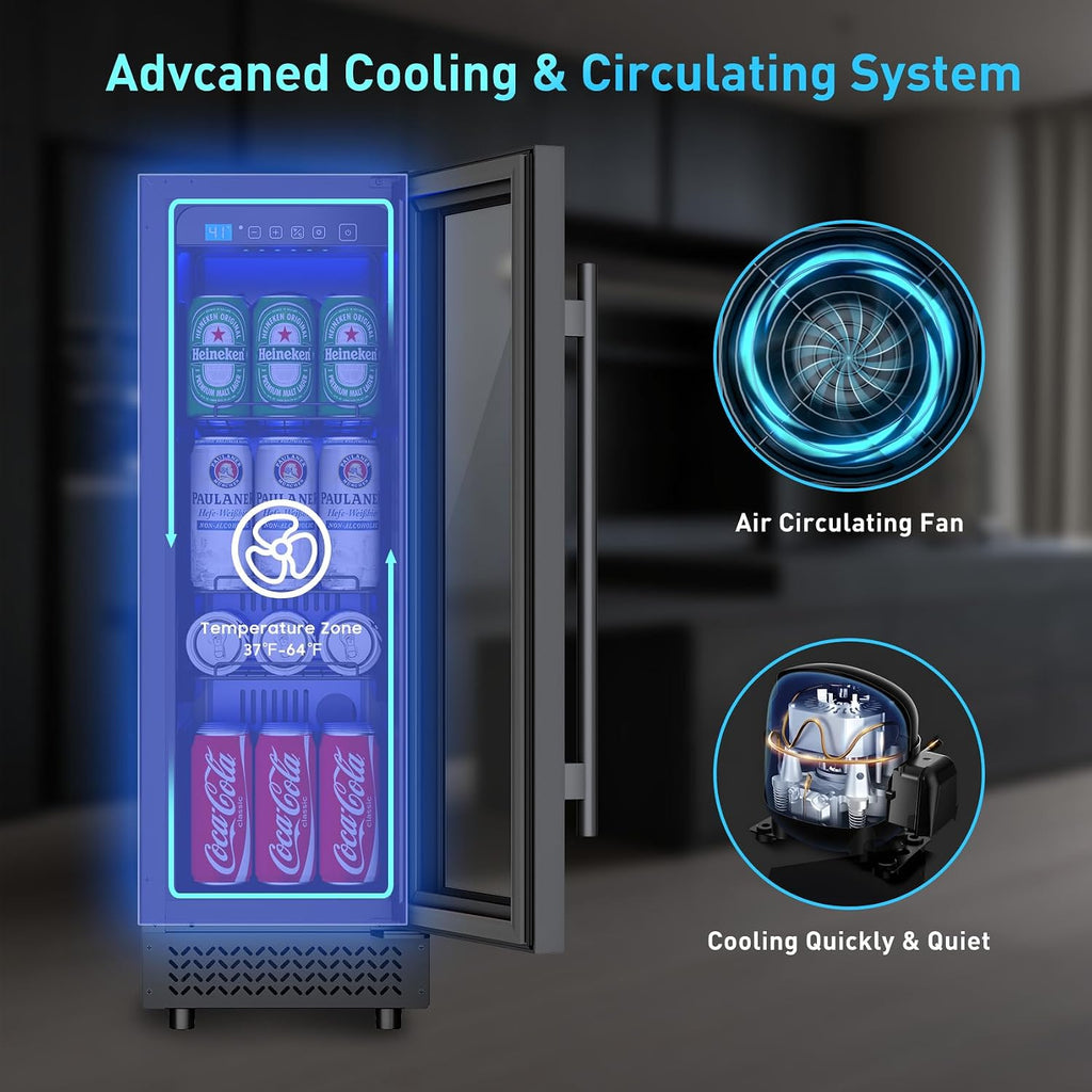 60 Can Beverage Refrigerator Cooler for Cubicle under Desk/Counter Office Camping, 2 Cu.Ft Drink Fridge Beverage Cooler with Glass Door for Water Juices Cola Bottles