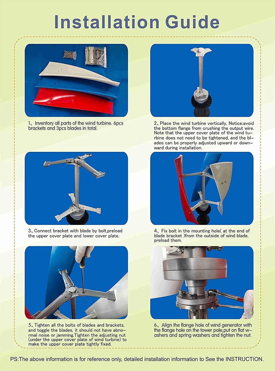 1000W-3000W Vertical Axis Wind Turbine Generator, 12V 24V 48V 3 Leavies Wind Turbine Generator Kit for Boats, Terraces, Cabins, Mobile (No Noise)