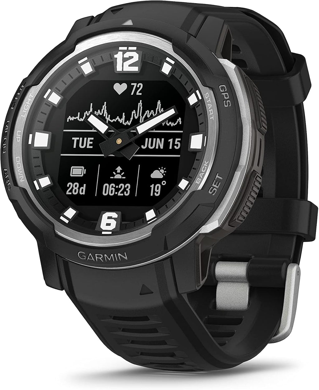 Garmin Instinct Crossover, Rugged Hybrid Multisport GPS Smartwatch, Black | Heart Rate Monitor, Analog Hands and Digital Display, Up to 28 Day Battery Life with Signature Series Charging Bundle