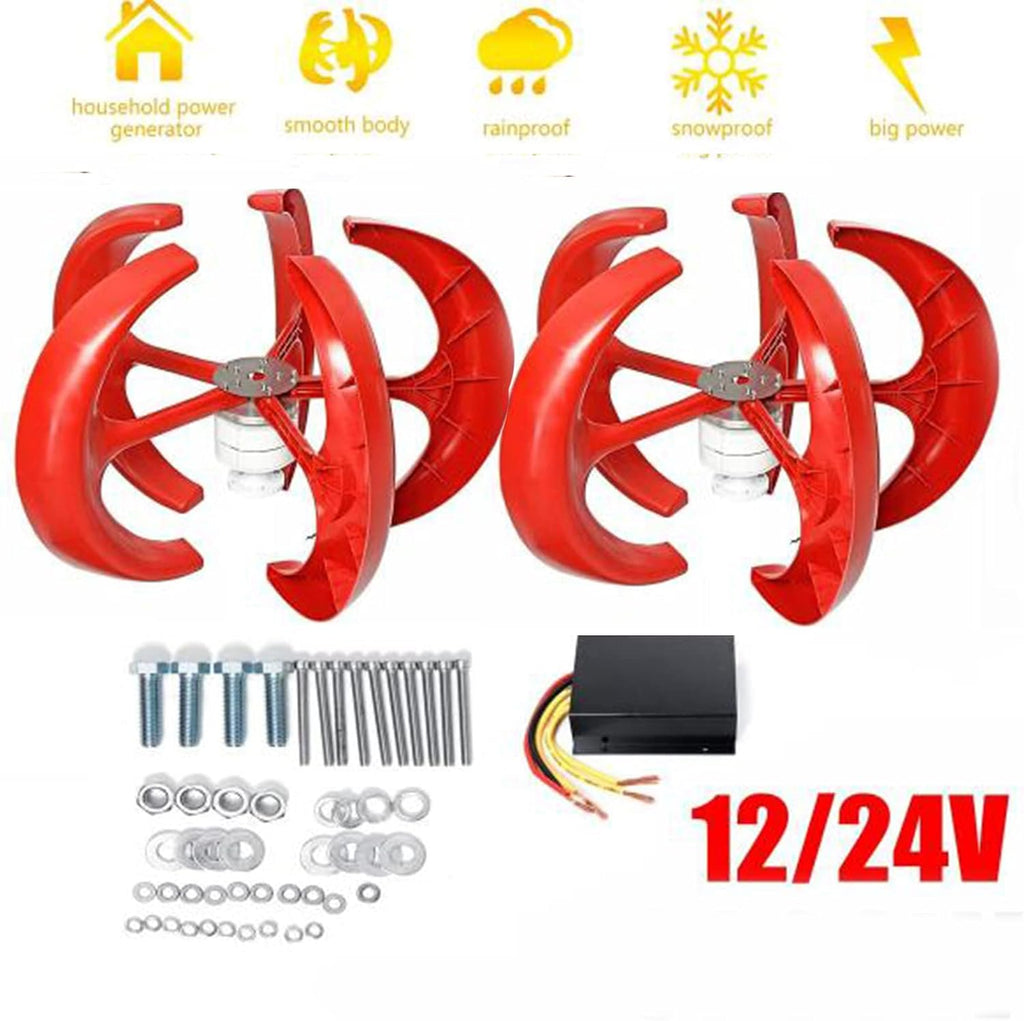 3000W Vertical Wind Turbine Generator,Permanent Magnet Lantern Vertical Wind Turbine Kit with Controller for Home(12V 24V 48V 5 Blades)