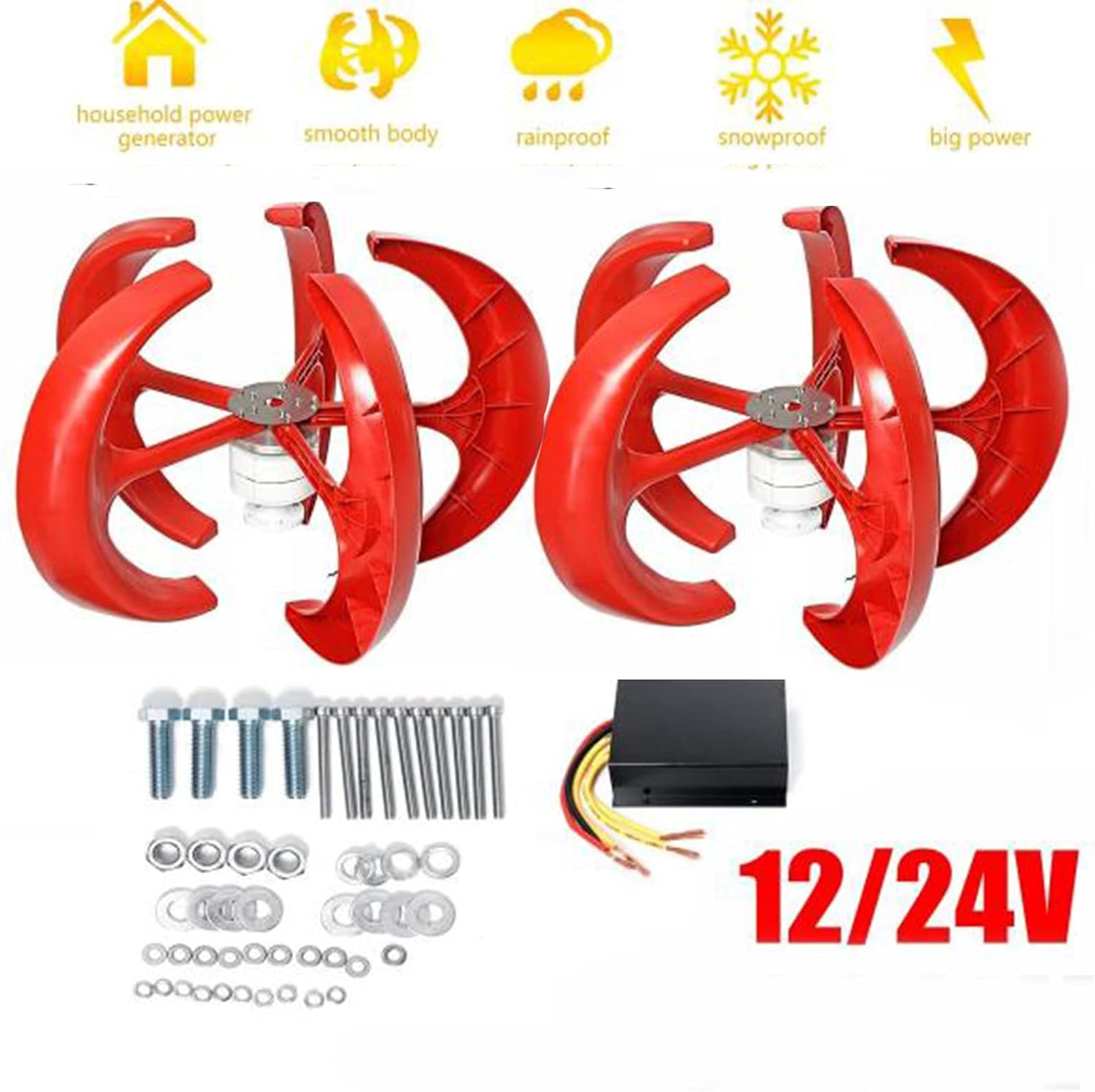 3000W Vertical Wind Turbine Generator,Permanent Magnet Lantern Vertical Wind Turbine Kit with Controller for Home(12V 24V 48V 5 Blades)