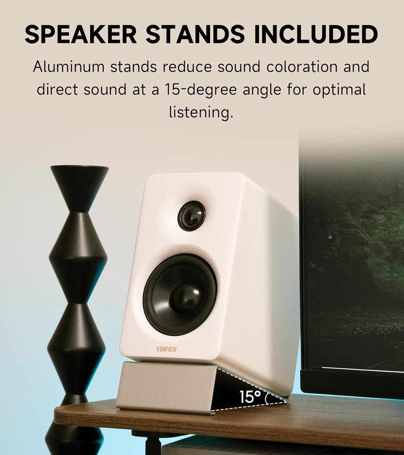 Edifier M60 Multimedia Speaker Bluetooth 5.3, 66W RMS, Hi-Res Audio & Hi-Res Wireless Audio, LDAC,3' Mid Bass & 1' Tweeter, USB-C & Aux Inputs, Compact Desktop Speaker - White