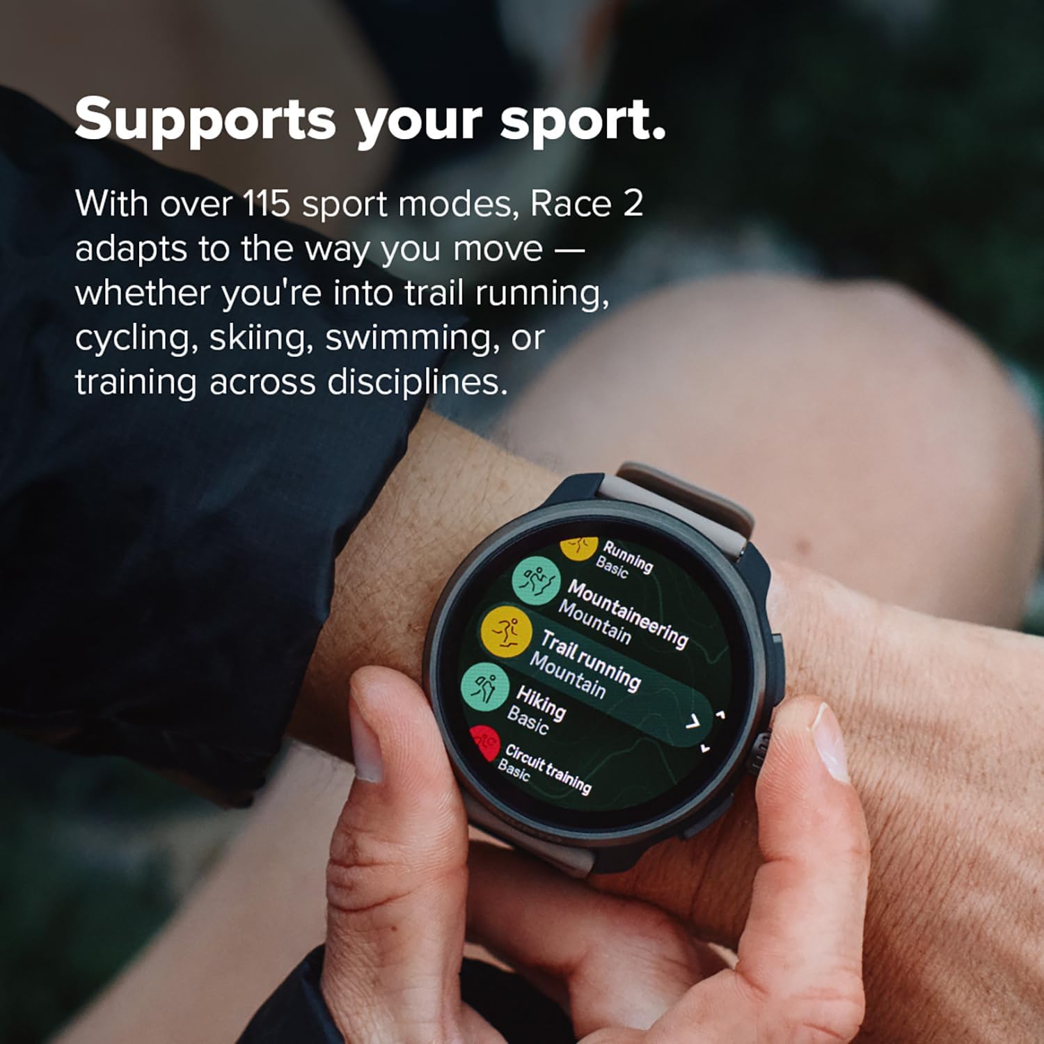 SUUNTO Race 2 GPS Sports Watch, 1.5' AMOLED Touchscreen w/Crown, 16 Days Battery Life, Training Metrics and Recovery Insights, Dual-GNSS, 32GB Global Offline Maps, Lightweight, All Black