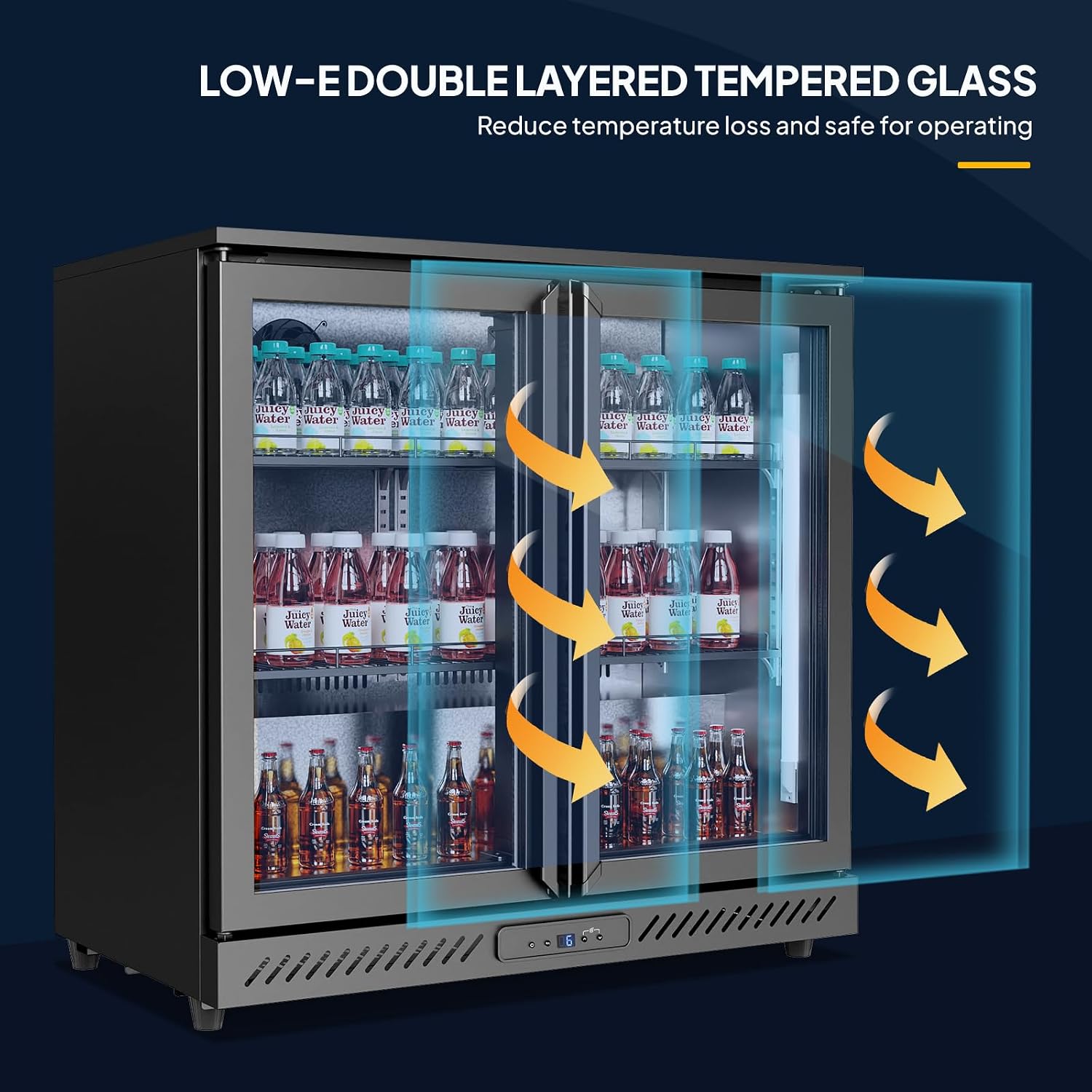 ROVSUN 7.4 Cu.Ft Commercial Back Bar Cooler ETL Certified, Bar Fridge Commercial Beverage Refrigerator w/ 2 Doors LED Digital Temperature Control, Drink Cooler for Restaurant Beer Wine Soda
