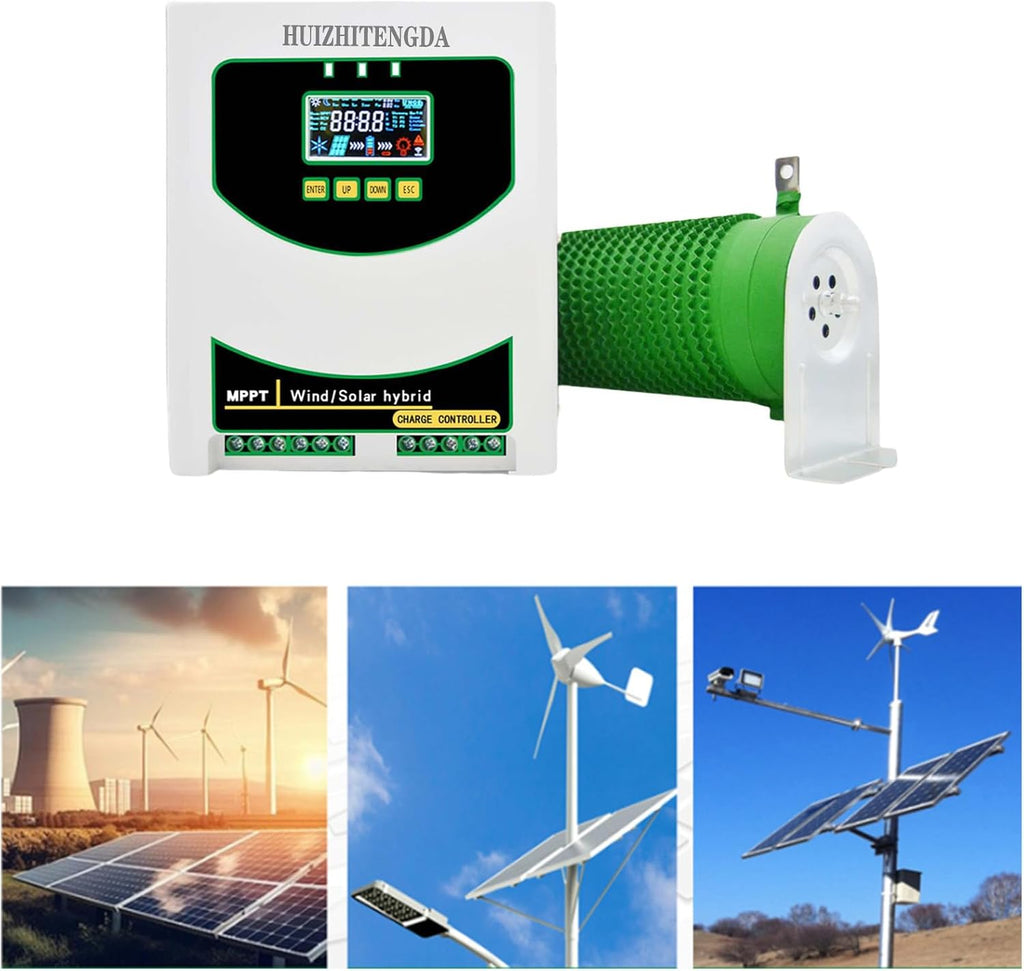 MPPT Charge Controller 3000W Solar & Wind Hybrid System, 12V 24V 48V Auto Regulator for Home Use Wind Turbine for Lithium Lead Battery