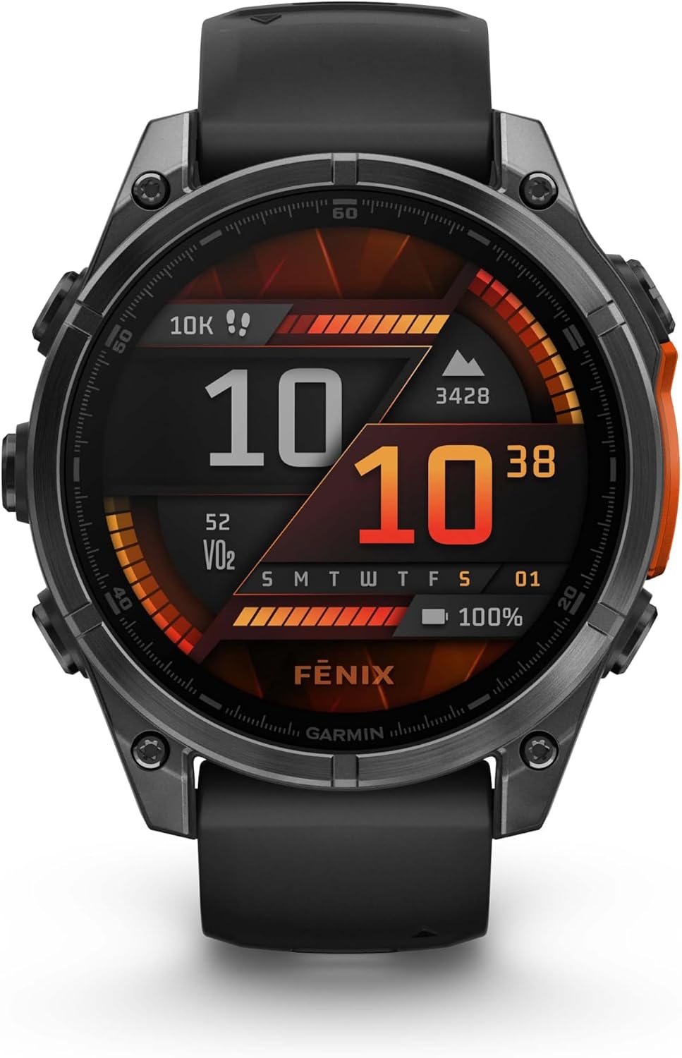 Garmin Fenix 8 47MM AMOLED Multisport GPS Smartwatch Slate Gray with Black Silicone Band, Built-in LED Flashlight, Health & Fitness Smart Watch Bundle for Men & Women