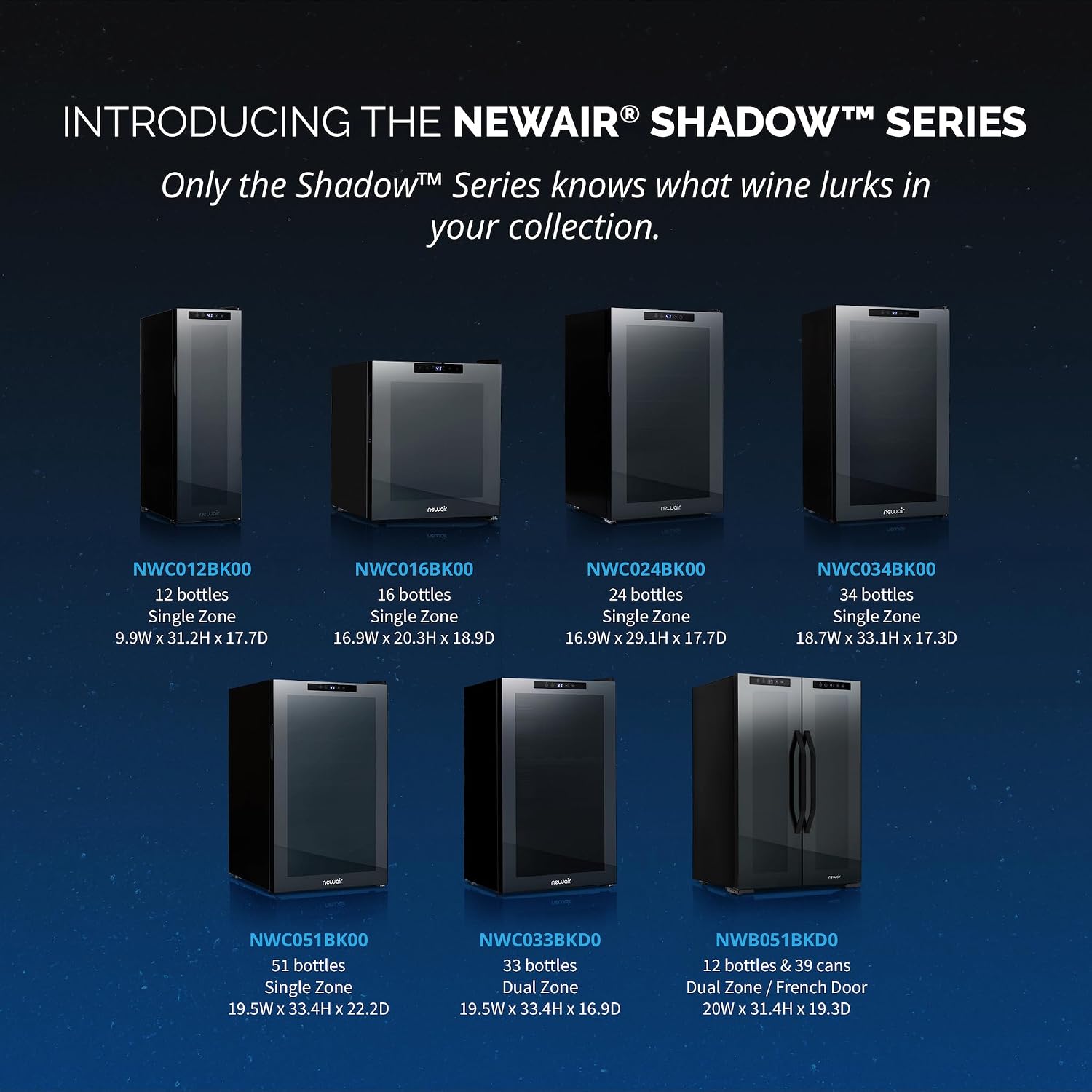 Newair 34 Bottle Wine Cooler Refrigerator | Shadow Series | Freestanding Mirrored Wine and Beverage Fridge with Double-Layer Tempered Glass Door & Compressor Cooling For Reds, Whites, & Sparkling Wine