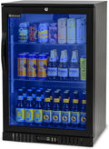 Procool 1-Door Counter Height Beverage Refrigerator - 24' Wide Energy Efficient Black Beer Fridge With Glass Door & Blue LED Lighting - Commercial Back Bar Cooler