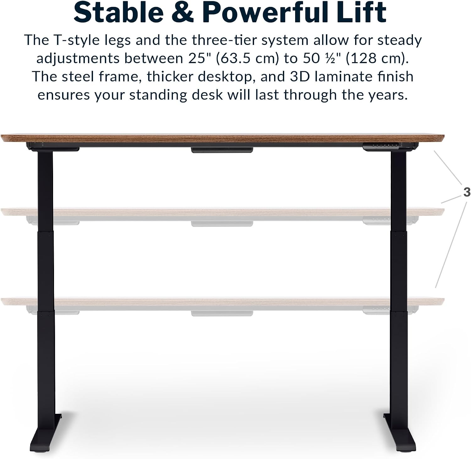 Vari Classic Electric Standing Desk - VariDesk Height Adjustable Sit/Stand Desk - Dual Motor with Memory Presets, Stable T-Style Legs - Gaming or Home Office Workstation - 72'x30', Walnut/Black