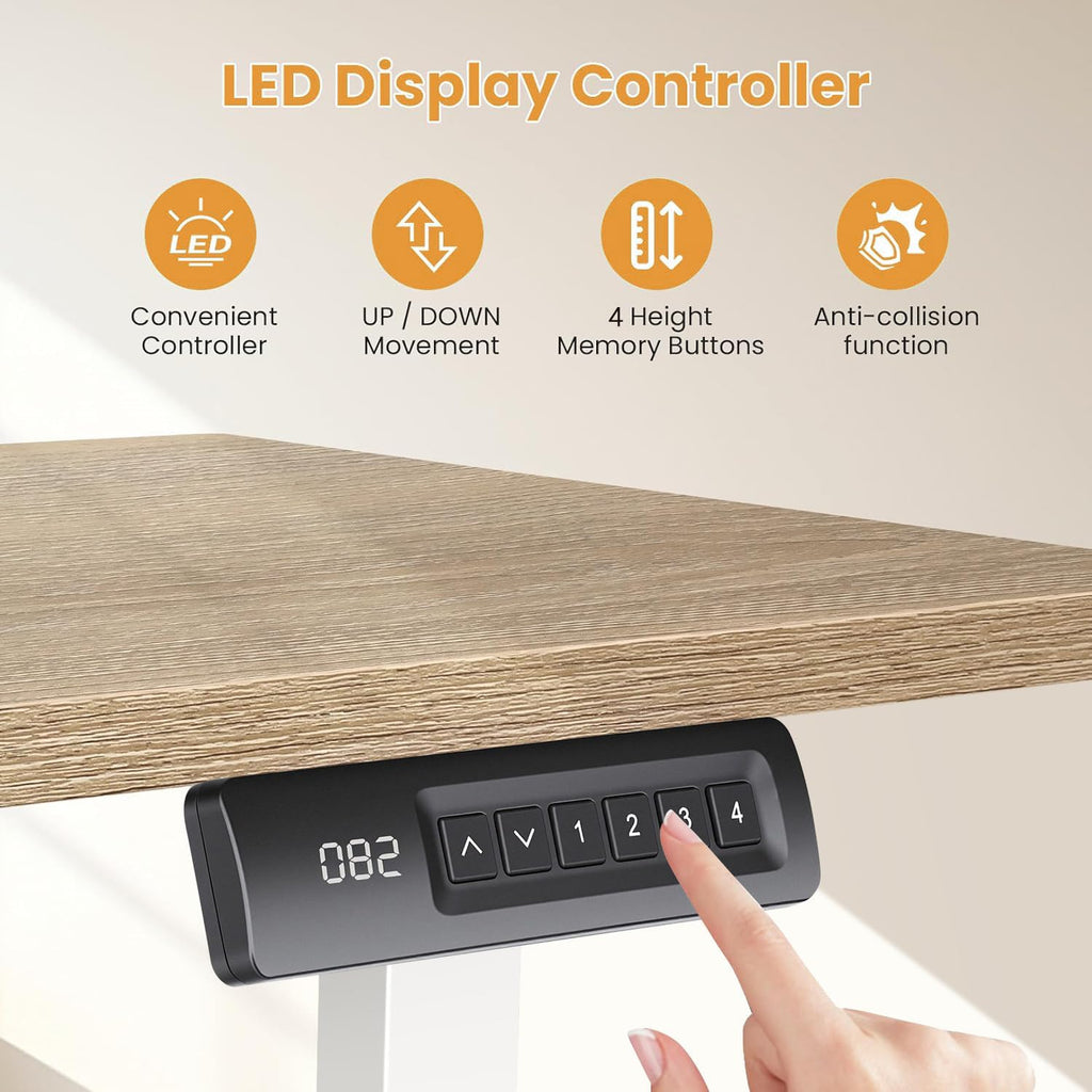 63' L Shaped Standing Desk with Charging Station,Supports Left and Right Swapping,Electric Height Adjustable Corner Stand Up Desk.Free Hook, Lockable Wheels,Mouse Pad,Oak