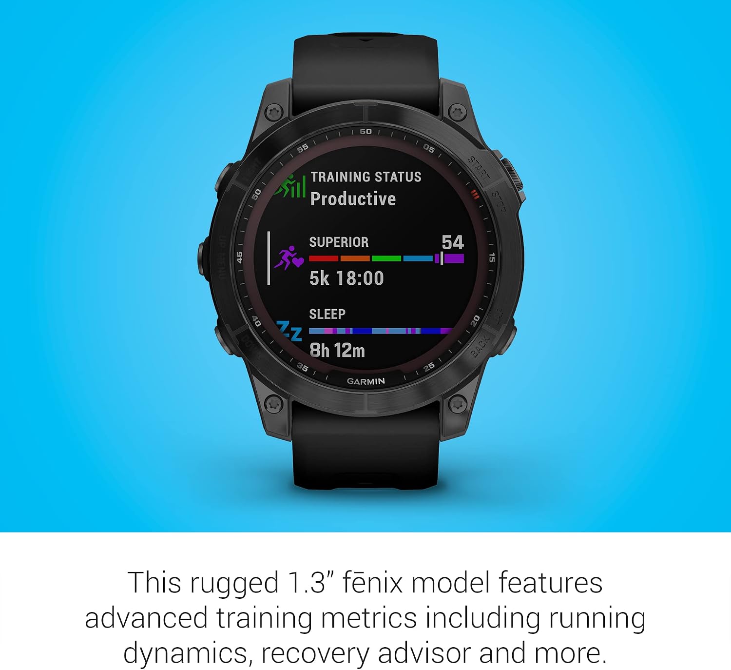 Garmin Fenix 7 Sapphire Solar, Smartwatch, with Solar Charging Capabilities, Rugged Outdoor Watch with GPS, Touchscreen, Wellness Features, Carbon Gray DLC Titanium with Black Band (Renewed)