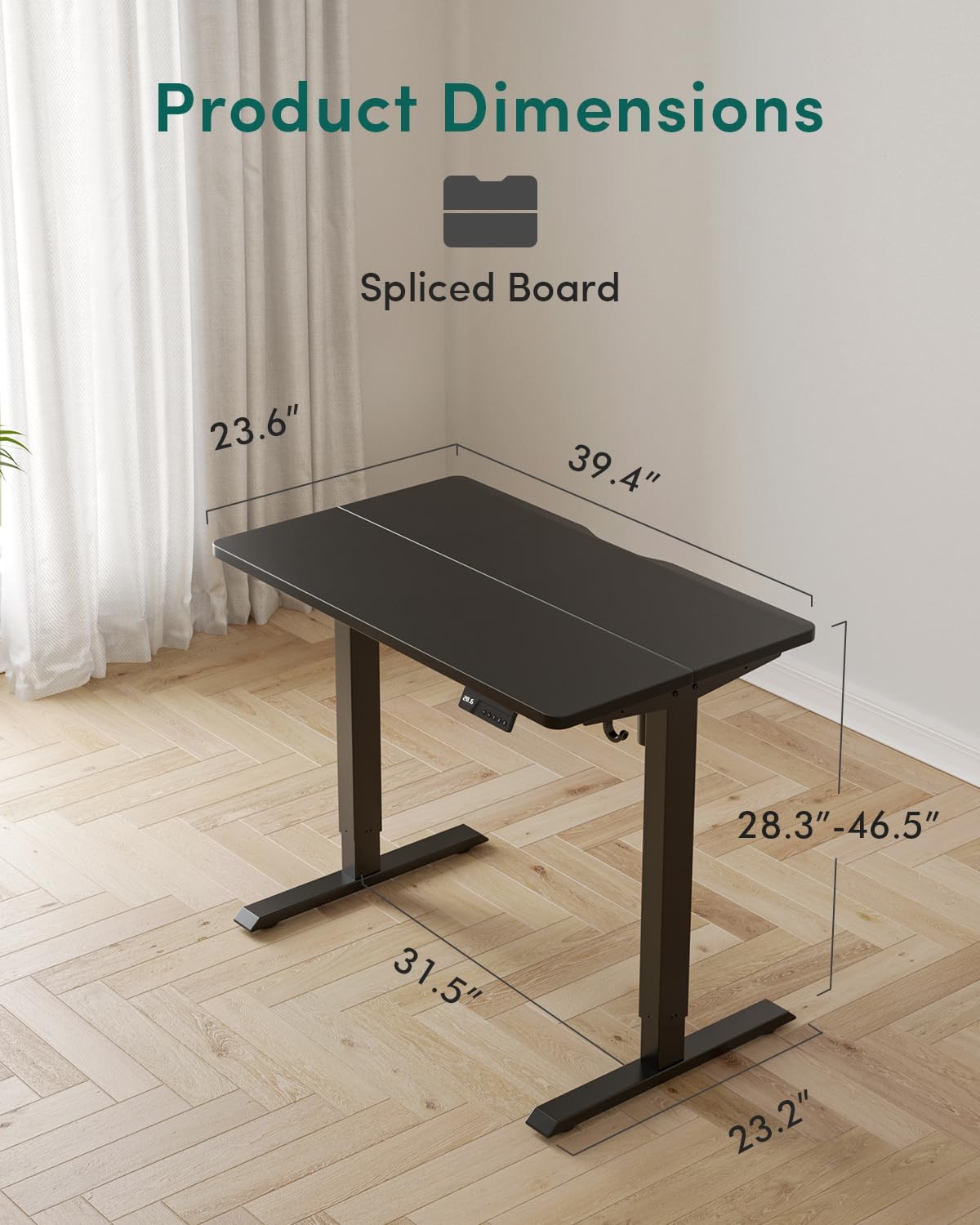 CubiCubi Electric Standing Desk, 40 x 24 Inches Height Adjustable Sit Stand Desk, Ergonomic Home Office Computer Workstation, Black