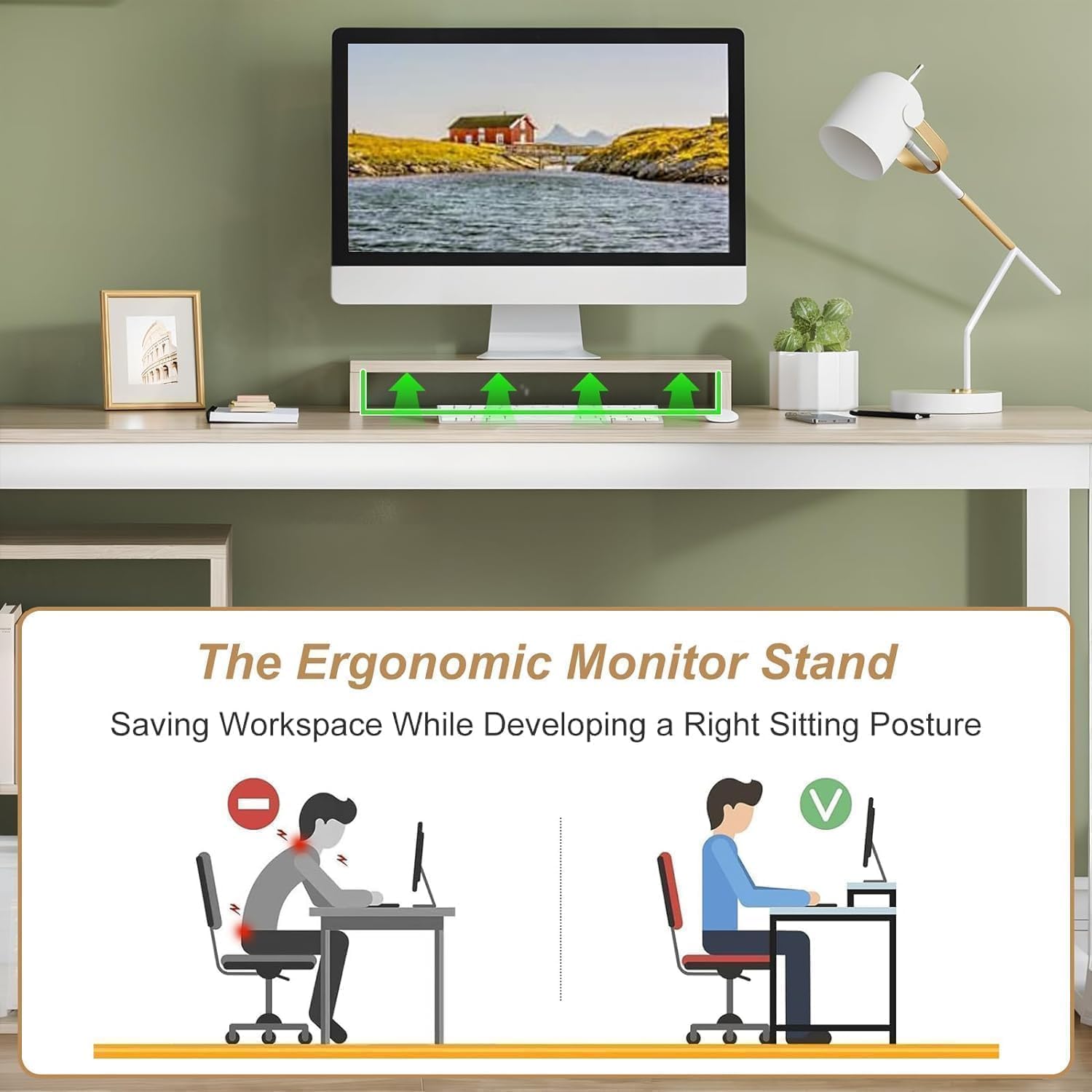 MaverickFurni 55' L Shaped Desk with Drawers and Shelves, Home Office Desk with Monitor Stand for Work Writing Study, Reversible Corner Desk with Storage, White and Walnut