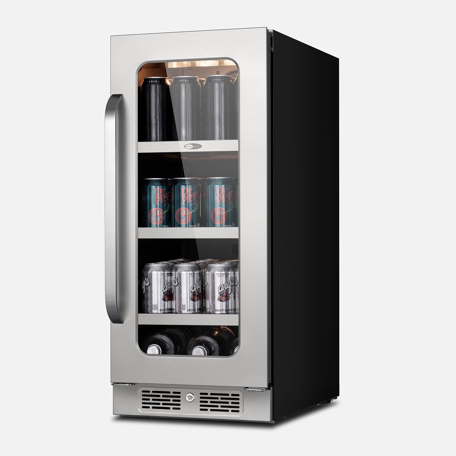 Whynter BSR-080SB 15 inch Built-ln 80 Cans Undercounter Stainless Steel Beverage Fridge with Reversible Door, Digital Control, Lock, and Carbon Filter