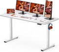 AdjustableStanding Desk 63 x 24 Inch Home Office Desk with Memory Preset, Computer Workstation Splice White Top Frame