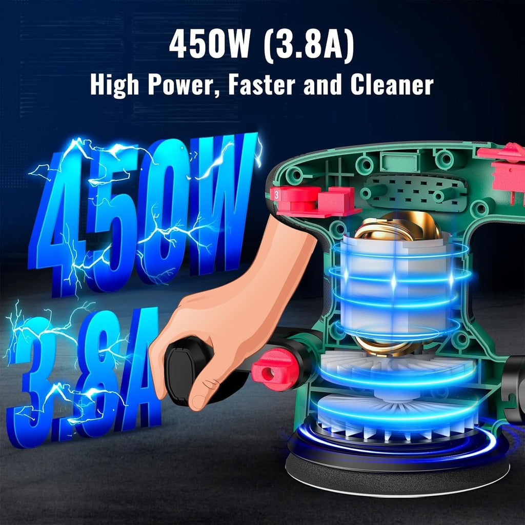 HYCHIKA Heat Gun,Orbital Sander 3.8Amp 450W,Reciprocating Saw,180W Rotary Tool,30W LED Work Light,5-Tool Power Tool Set Combo Kit