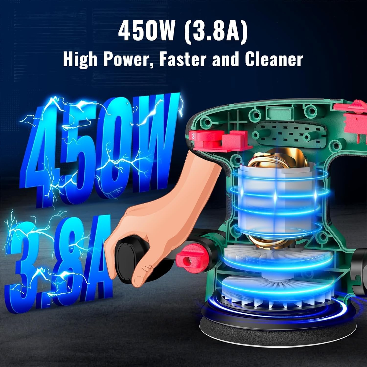 HYCHIKA Heat Gun,Orbital Sander 3.8Amp 450W,Reciprocating Saw,180W Rotary Tool,30W LED Work Light,5-Tool Power Tool Set Combo Kit