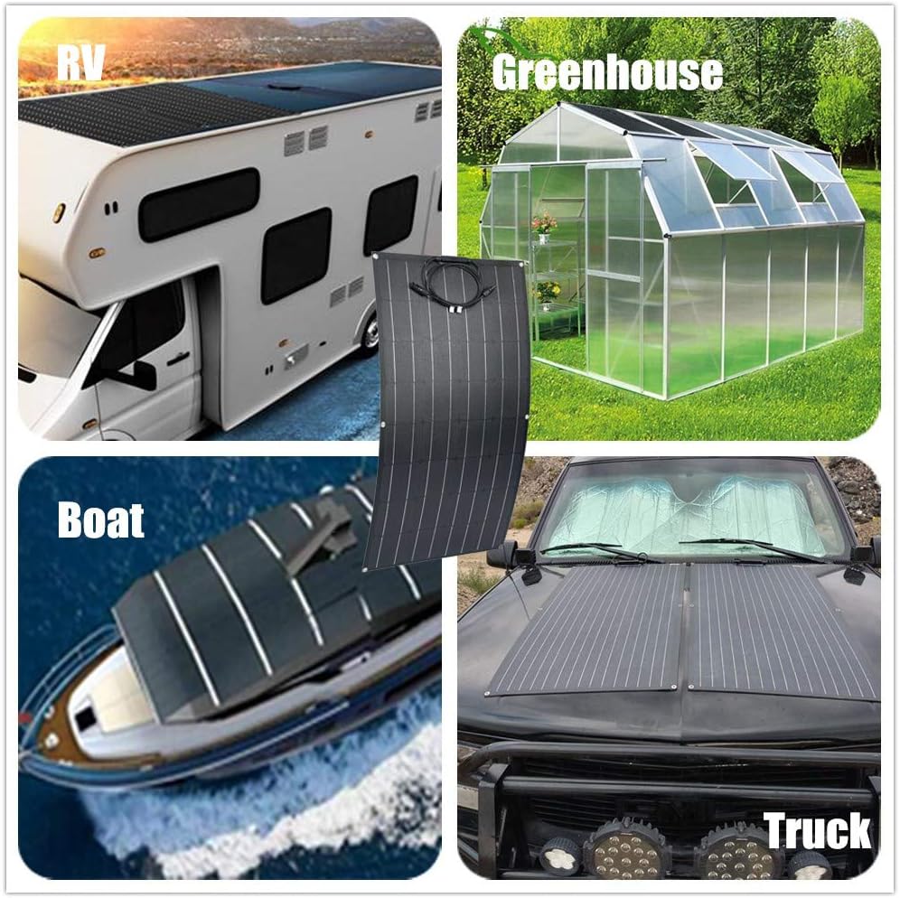 100W ETFE Flexible Monocrystalline Solar Panel for RV Boat + 400W 12V Wind Turbine Generator + Hybrid Controller + Solar Extension Cable - 500W Solar Wind Hybrid System