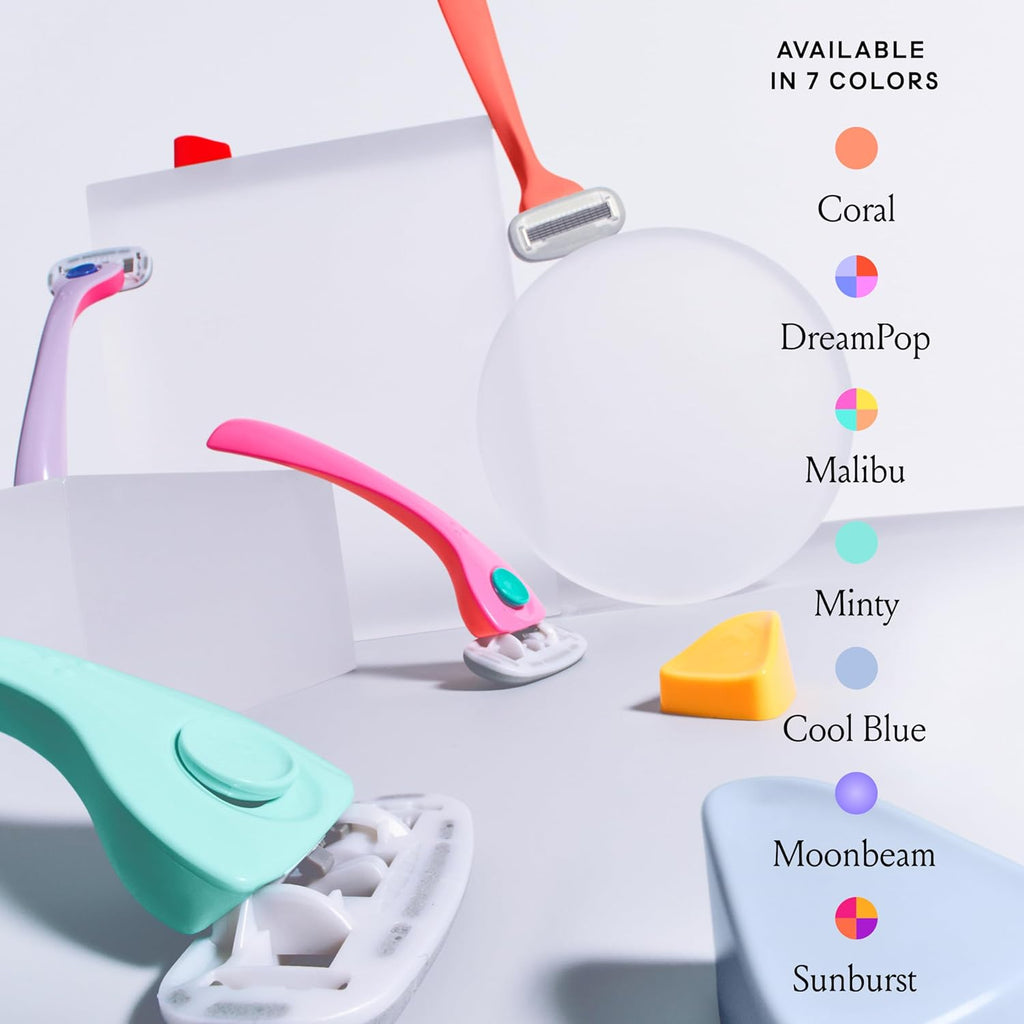Billie Razors for Women Shave Kit – Women's Razor + 4 x 5-Blade Razor Refills + Magnetic Holder – DreamPop,(Pack of 12)