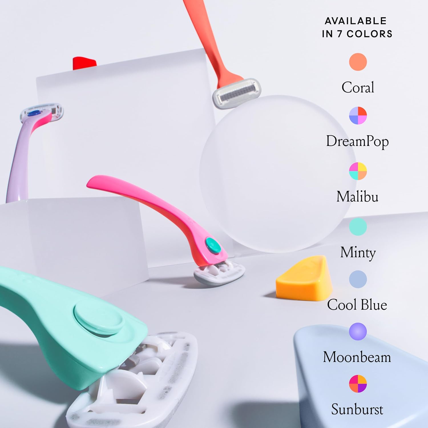 Billie Razors for Women Shave Kit – Women's Razor + 4 x 5-Blade Razor Refills + Magnetic Holder – DreamPop,(Pack of 12)