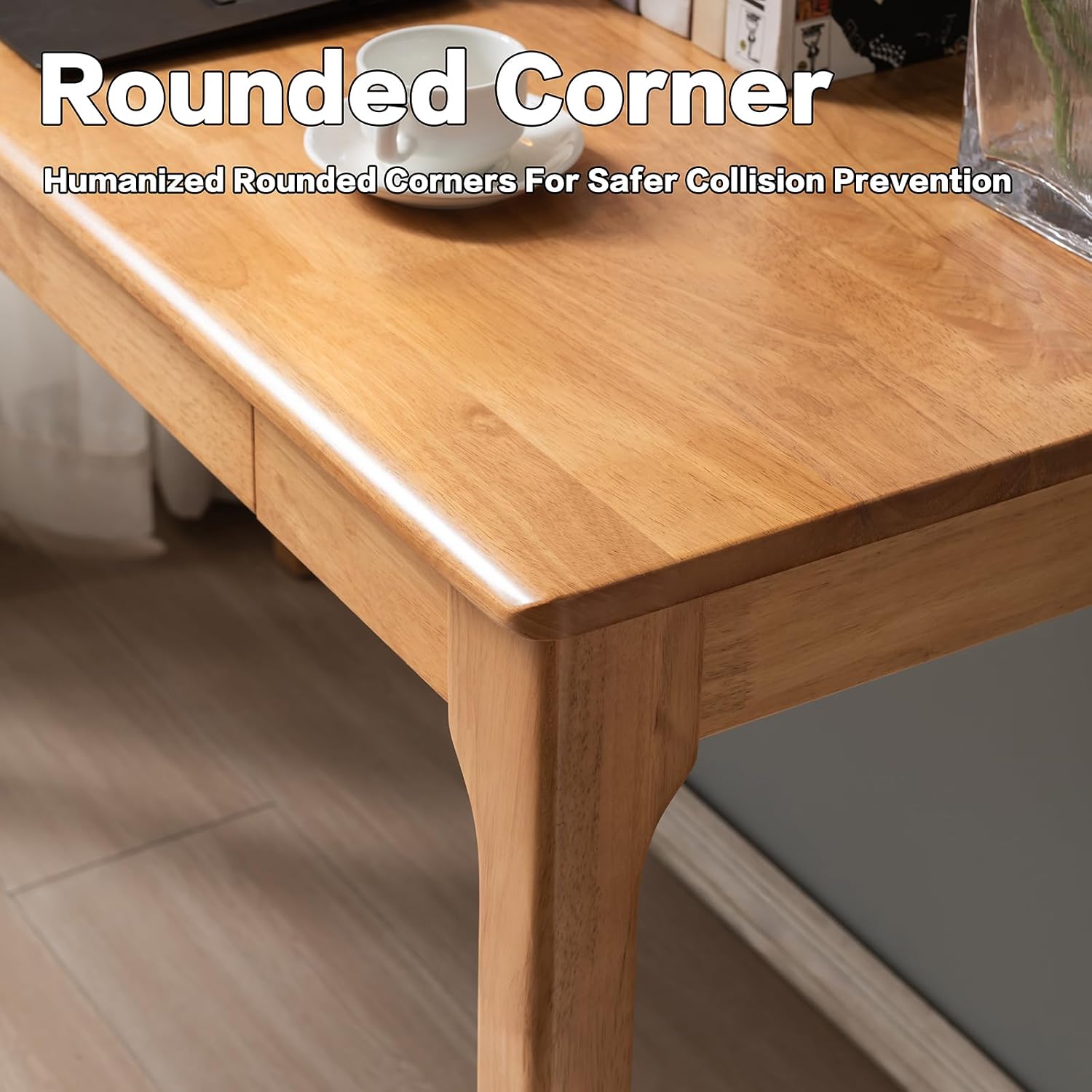 Solid Wood Desk, Gaming Study Home Office Desks for Work, Student PC Desk for Bedroom, Small Computer Desk for Small Spaces, Easy to Assemble (Wood Color, 39inch)