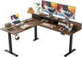 Agilestic 63 x 55 INCH L Shaped Electric Standing Desk with 2 Drawers, Ergonomic Adjustable Height Desk with Storage, Corner Desk Sit Stand up Computer Table for Work Office Home, Dark Wlalnut