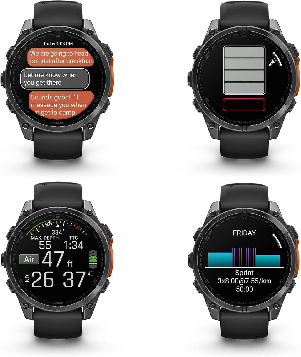 Garmin Fenix 8 47MM AMOLED Multisport GPS Smartwatch Slate Gray with Black Silicone Band, Built-in LED Flashlight, Health & Fitness Smart Watch Bundle for Men & Women