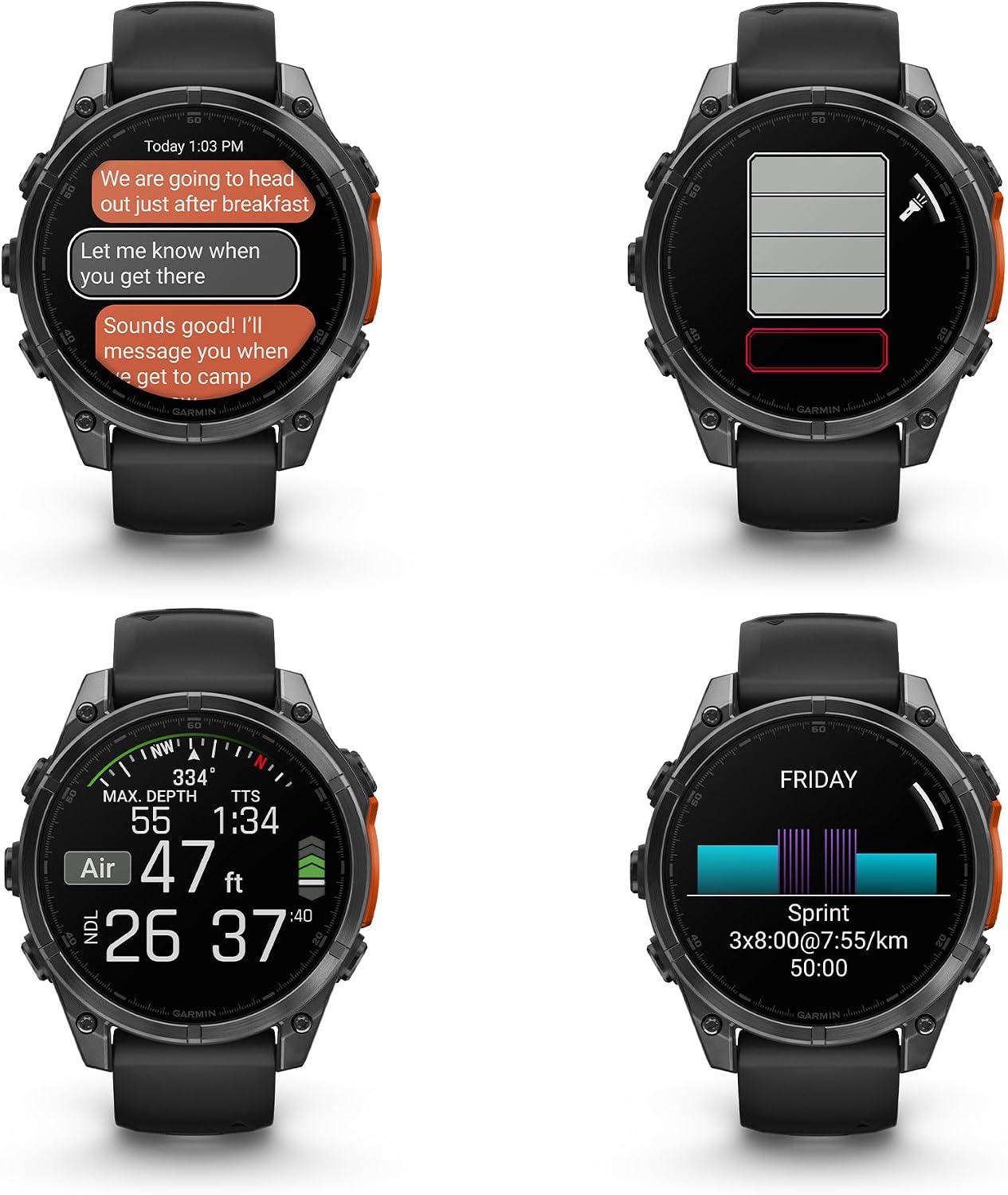 Garmin Fenix 8 47MM AMOLED Multisport GPS Smartwatch Slate Gray with Black Silicone Band, Built-in LED Flashlight, Health & Fitness Smart Watch Bundle for Men & Women