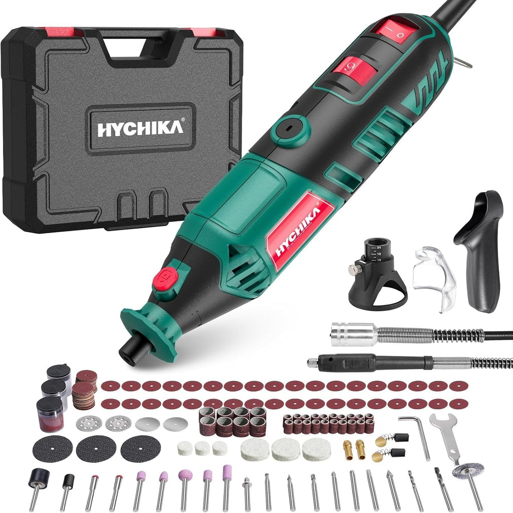 HYCHIKA Power Tool Combo Kit,1800W Heat Gun, 180W Rotary Tool,6.2A Mini Circular Saw, Orbital Sander,Detail Sander,50W LED Work Light,6-Tool Power Tool Sets