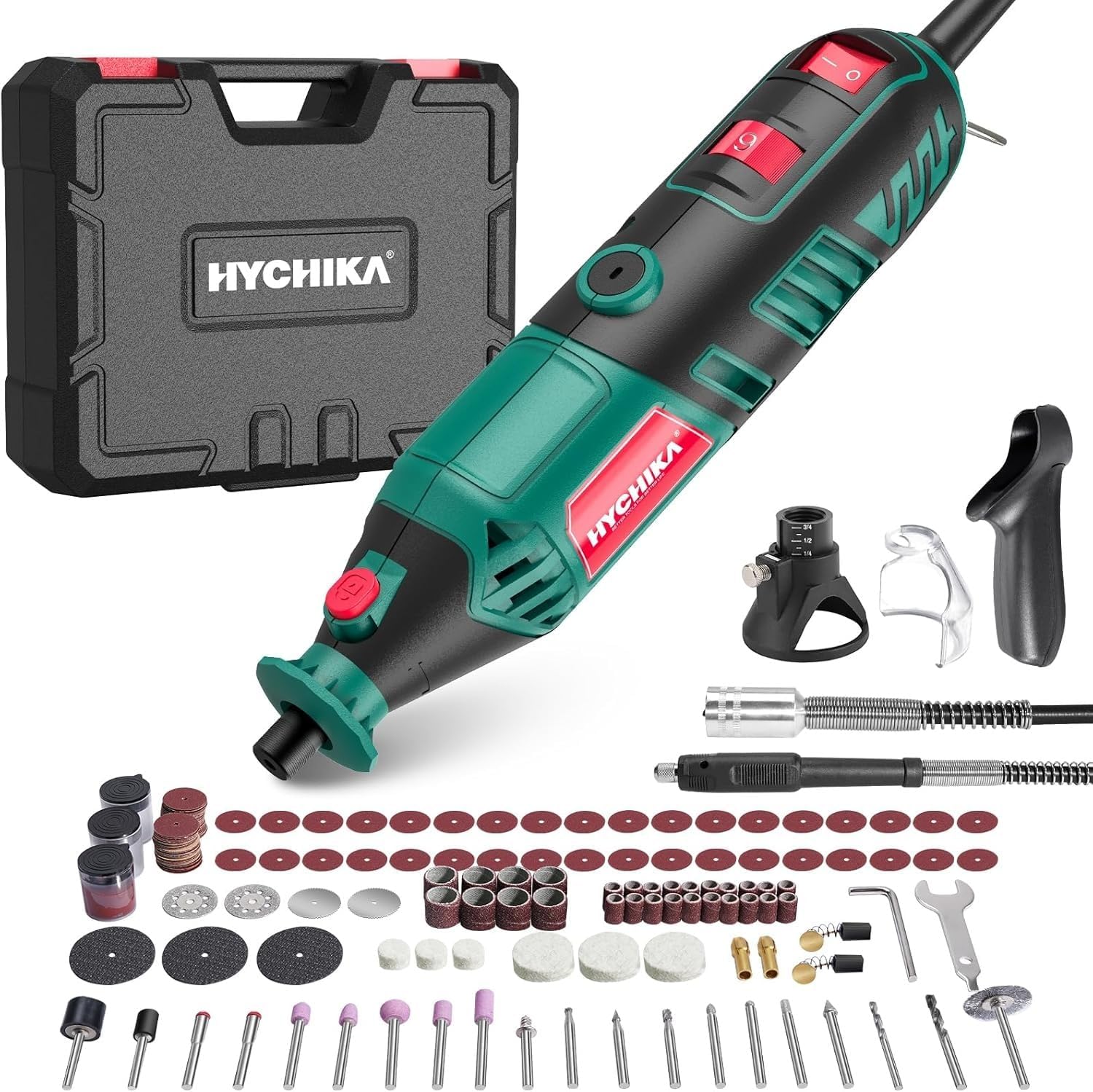 HYCHIKA Power Tool Combo Kit,1800W Heat Gun, 180W Rotary Tool,6.2A Mini Circular Saw, Orbital Sander,Detail Sander,50W LED Work Light,6-Tool Power Tool Sets