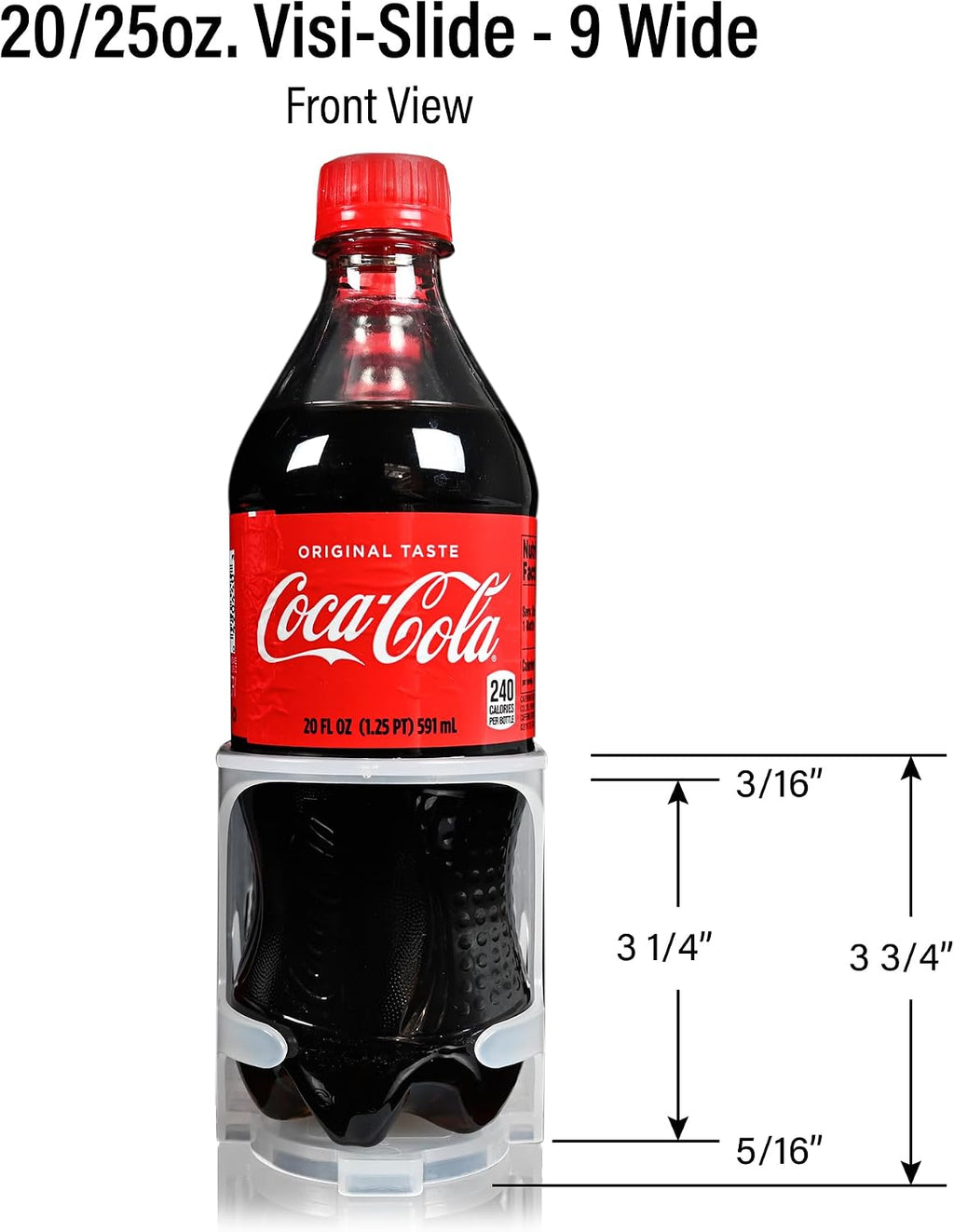 Visi-Slide 20oz Soda Beverage Dispenser - Gravity Fed Glide for Angled Shelves for Coolers, Commercial Refrigerators, Cold Vaults (Pack of 6) Drink Organizer for Cans, Bottles and More