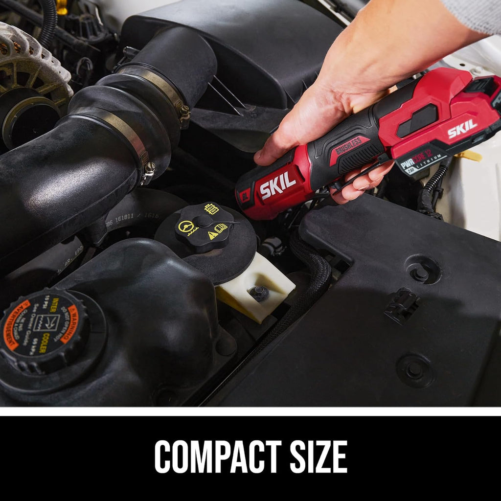 SKIL PWR CORE 12 Brushless 12V 3/8-Inch Ratchet Wrench Kit, Includes 2.0Ah USB-C Battery and 20W Charger - RW5763A-11