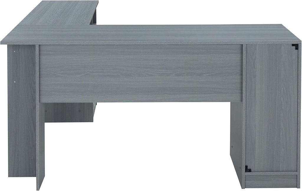 Techni Mobili Functional L-Shaped Computer Desk with storage, L is ⁠59.5' wide x 59.5' Long, Grey