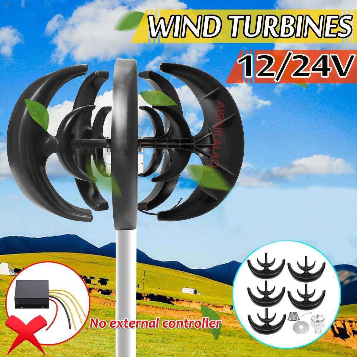 3000W 12V-220V Vertical Wind Turbine Generator 3-Blade with Controller Wind Power Turbine Noiseless for Courtyard Outdoor Street Lighting(Black)
